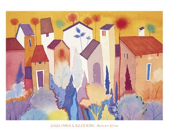 Tuscany Poster Print HAND SIGNED Autumn Glow, Contemporary Art Print  by Giuliana Lazzerini