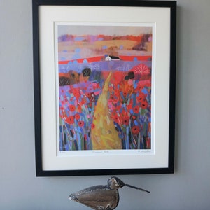 Coquelicots et cottage blanc, paysage d'été anglais, impression giclée en édition limitée à partir d'une peinture acrylique originale signée G. Lazzerini image 5