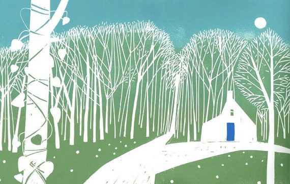 Woodland Cottage Limited Edition Linocut Landscape Art