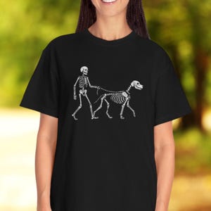 Skeleton Walking Skeleton Great Dane T-shirt | Skeleton Dog Tee