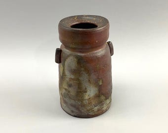 Hermoso jarrón firmado Bizen Ware con asas, Japón, siglo XX