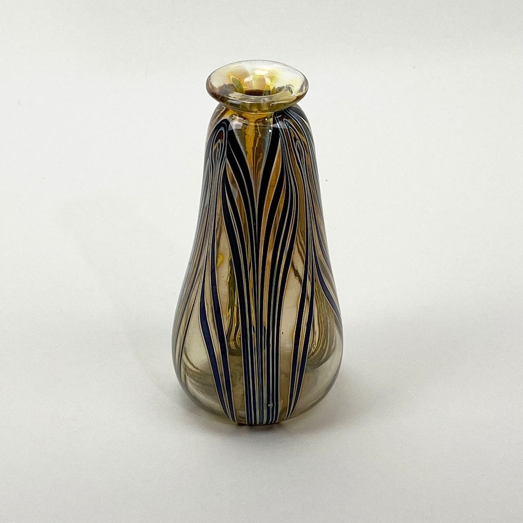 Alan Goldfarb Pulled Feather Glass Vase Signed 1977 - Etsy