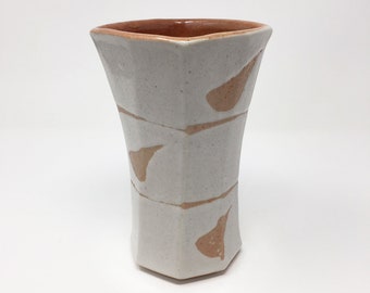 Japanese studio-made porcelain vase shino glaze signed