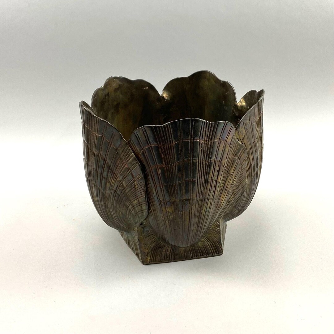 Brass Cachepot Five Shell Hexagonal Base Better Vintage Example - Etsy