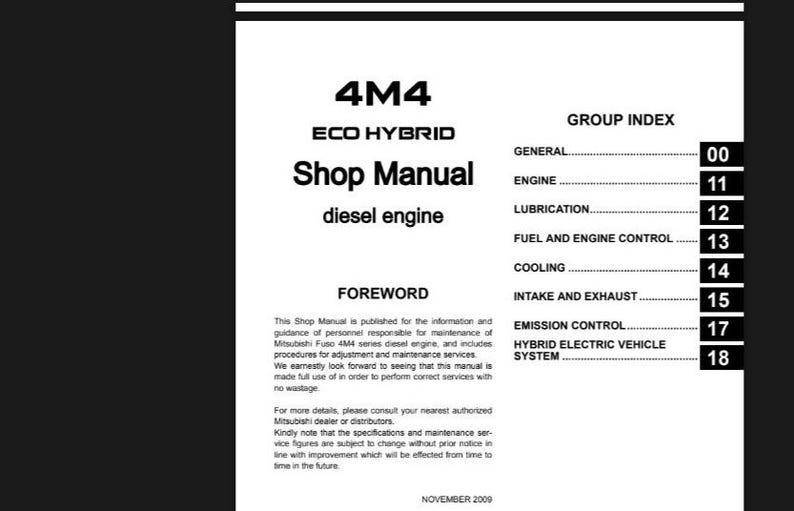 Mitsubishi Fuso 4M4 Series Diesel Engine Service & Repair Manual – PDF ...
