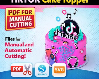 TikTok taarttopper – Digitaal bestand om uit te snijden (met Silhouette of schaar)