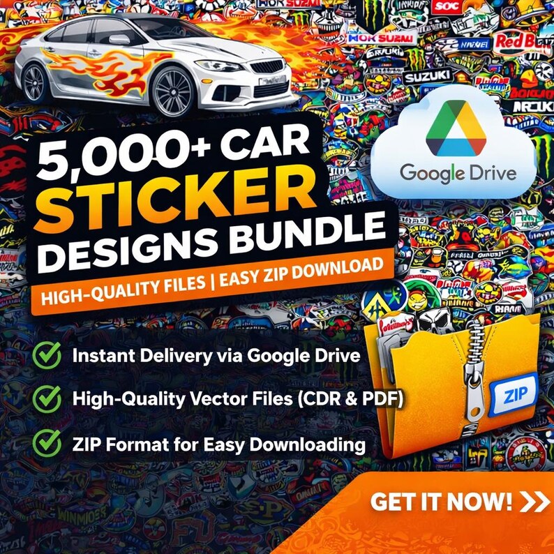 5,000+ Car Sticker Designs Bundle | Automotive Vector Pack CDR + PDF - Etsy