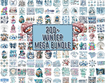 Winter png bundle Faux Yarn snowman png Crochet Embroidery frosty snow cozy season literally freezing Vintage vibes brushstroke bow digital