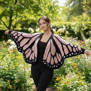 Monarch Butterfly Crochet Pattern PDF Oversized Winged Sweater Crochet Cardigan Gift For Crocheter DYI Nature Fashion Digital Download