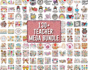 130+ Teacher png bundle school holiday teacher appreciation retro boho teach love inspire back to school rainbow teacher life sublimation