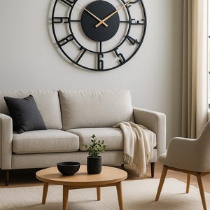 Silent Metal Wall Clock With Numbers, Large Modern Wall Clock, Minimalist Black Clock, Industrial Wall Decor, Unique Home Clock, Wanduhr