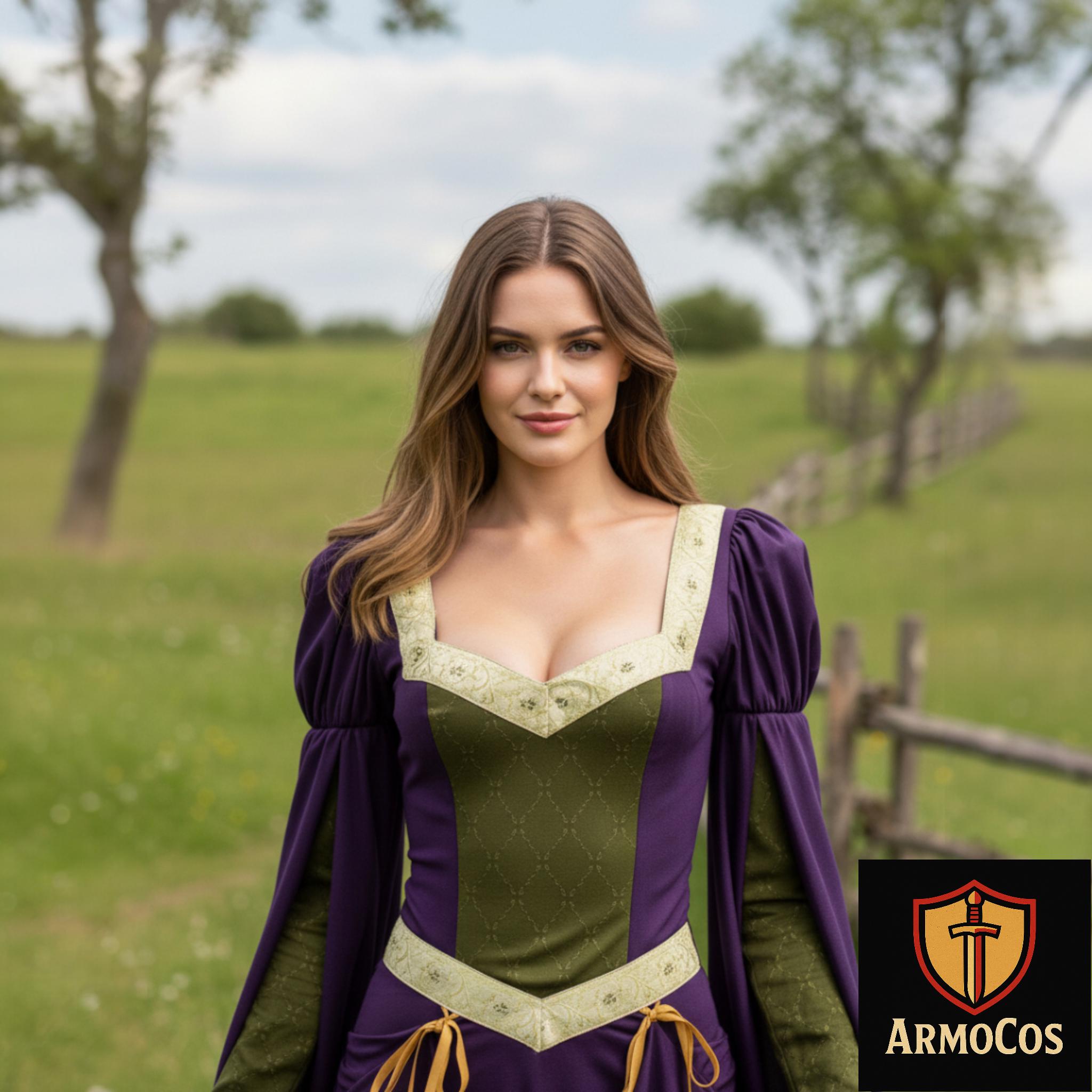 Elegant Medieval Purple and Green Renaissance Gown With Flowing Sleeves, Lace-up Bodice Perfect for Costume Parties Historical Events - Etsy Elegant Medieval Purple and Green Renaissance Gown With Flowing Sleeves, Lace-up Bodice Perfect for Costume Parties Historical Events - Etsy