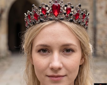 Renaissance Crown Dark Silver Gothic Tiara for Fantasy Cosplay Costume