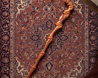Medieval Peach Wood Cane, Celtic German Folklore Walking Stick Gift