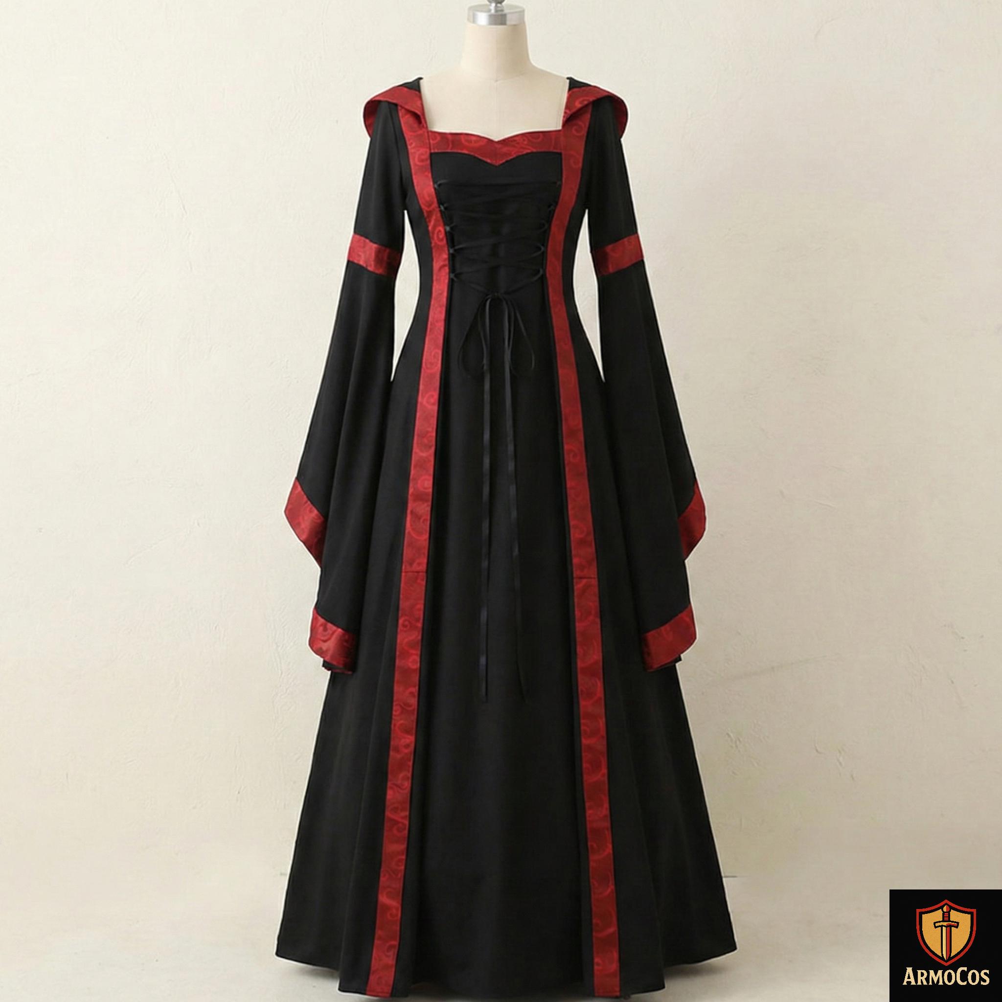 how to dress black dress Burgundy Brocade Bodice - Renaissance Faire Fantasy Costume
