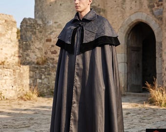 Medieval Cape Men's Renaissance Cloak Jacquard Floral Cosplay Gift