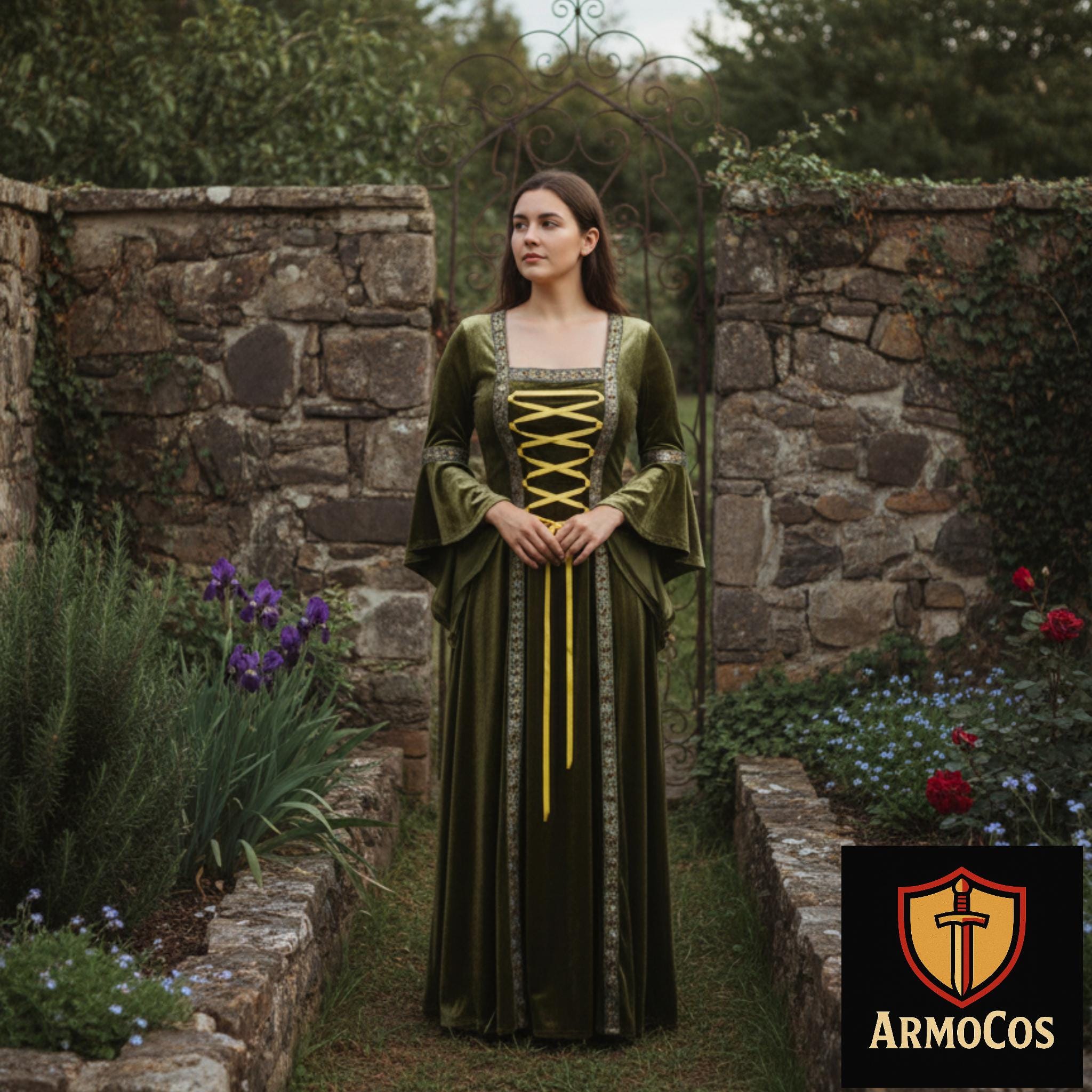 Green and gold dress France