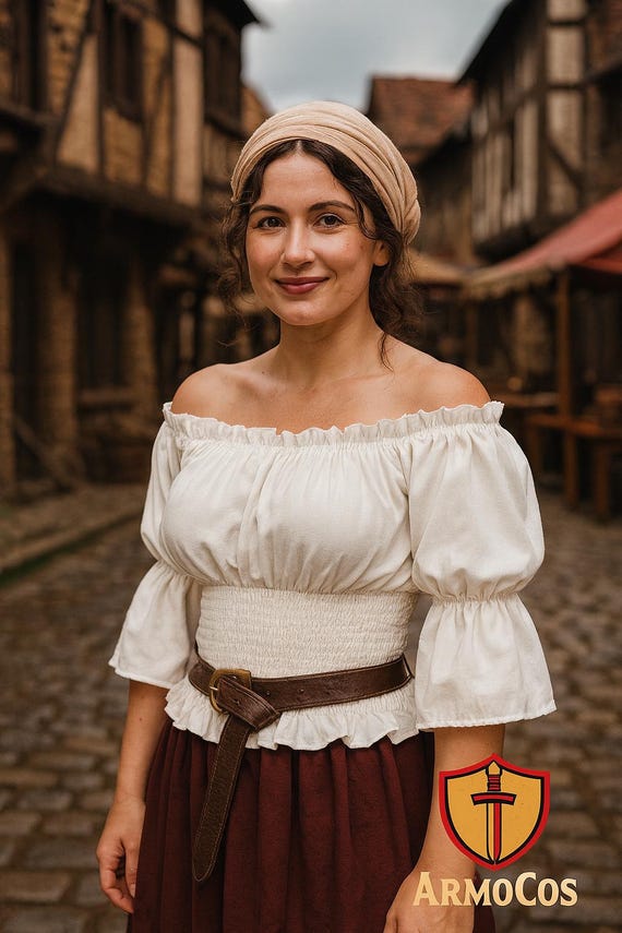Medieval White Cotton Off-shoulder Blouse – Renaissance Tavern