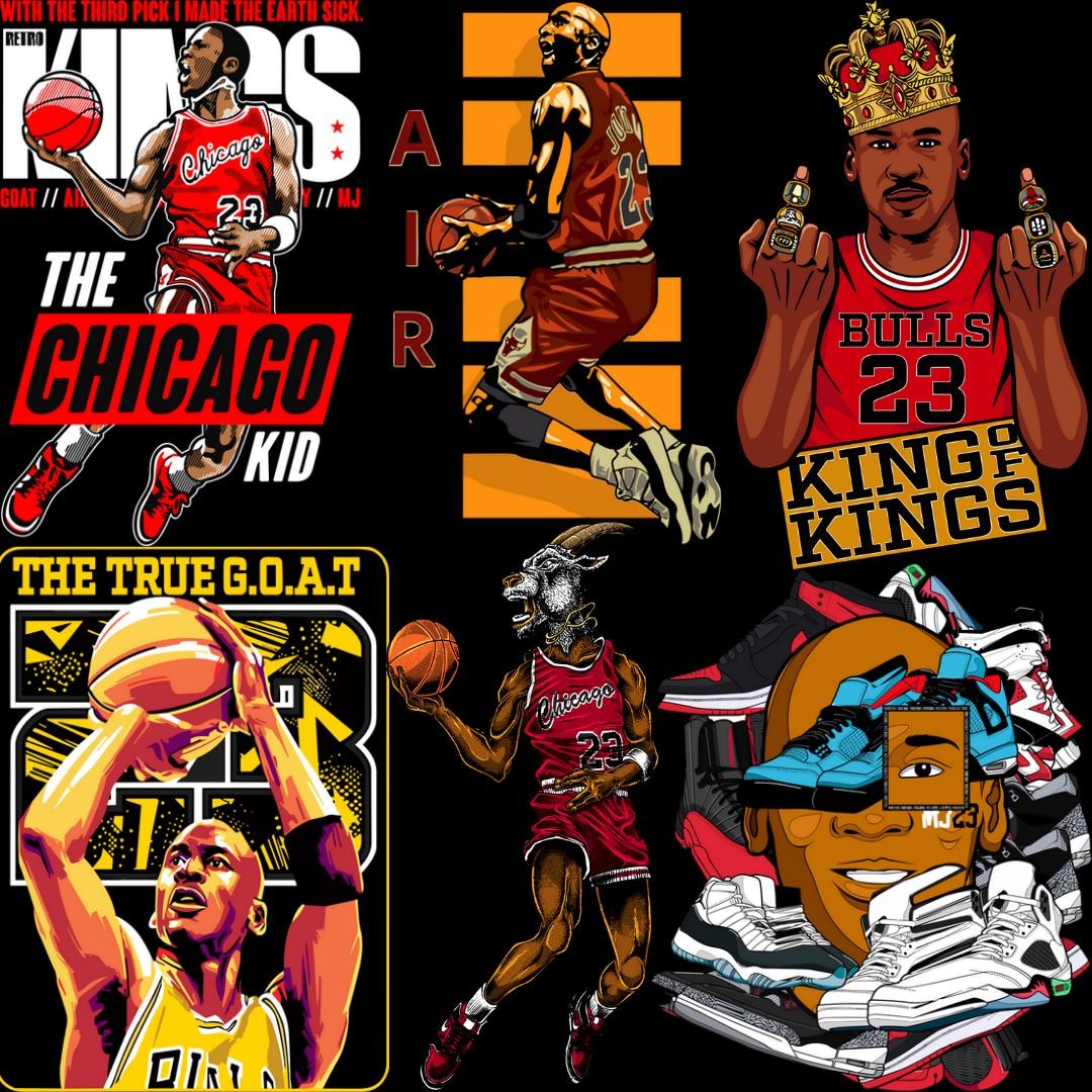 100 the Michael Jordan Pack, Png, 300 DPI, DTF, Vector, NBA