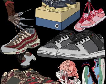 100 Sneaker Bundle Vol 3, Png, DTF, Tshirt, Vector, Print on demand, Digital Designs