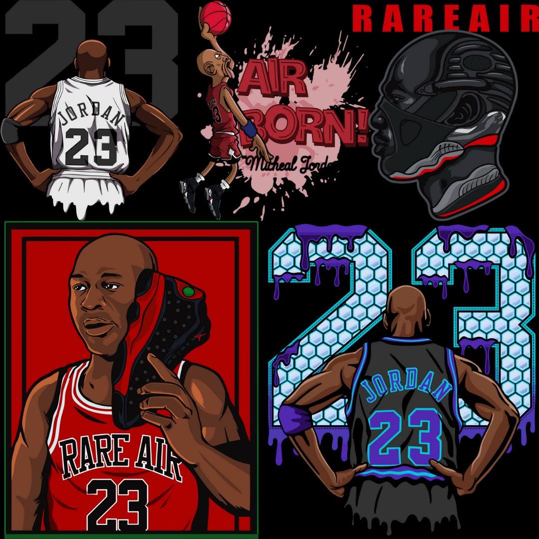 100 the Michael Jordan Pack, Png, 300 DPI, DTF, Vector, NBA