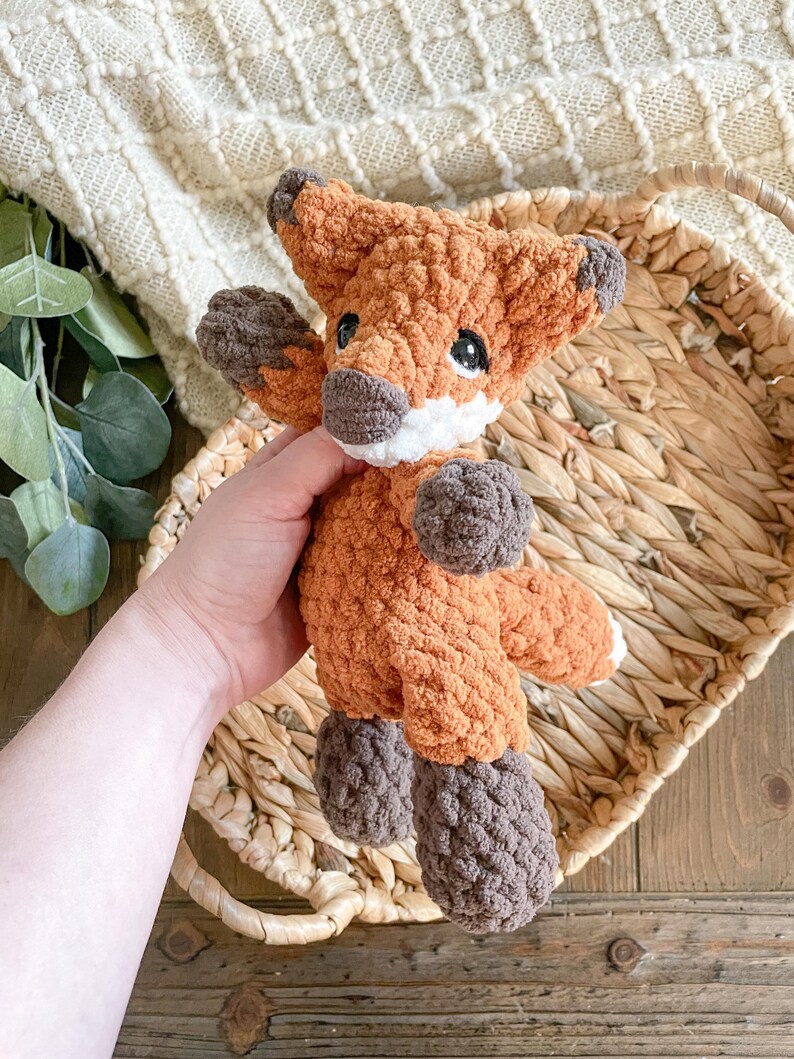 Small Crochet Fox Plushie | Handmade Red Woodland Animal Stuffie - Etsy