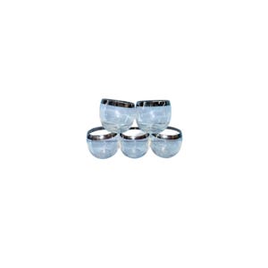 Vintage Silver Band Roly Poly Glasses Set of 5 Mid Century 2.75”