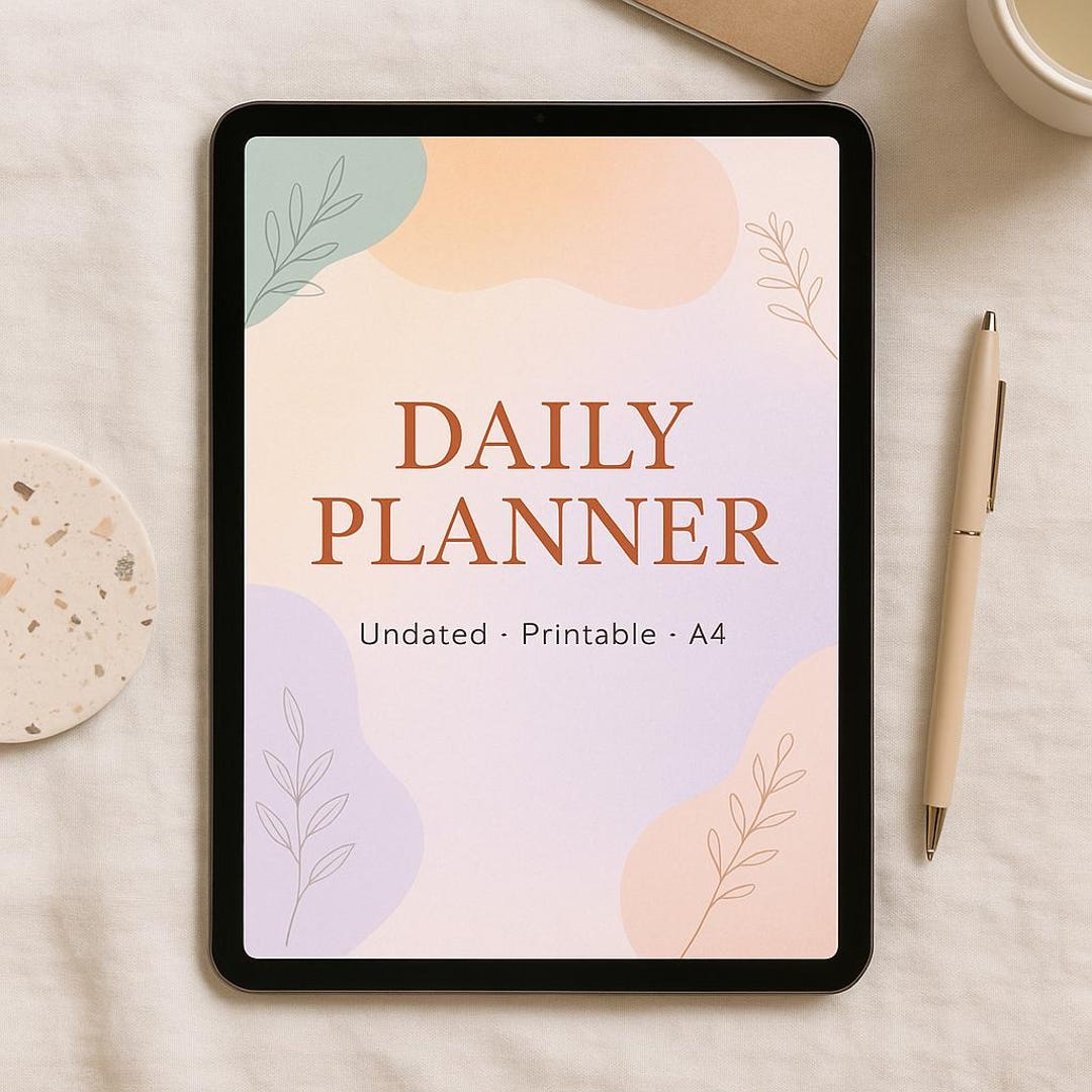 Pastel Daily Planner Printable: Undated A4 PDF With Decorative Design ...