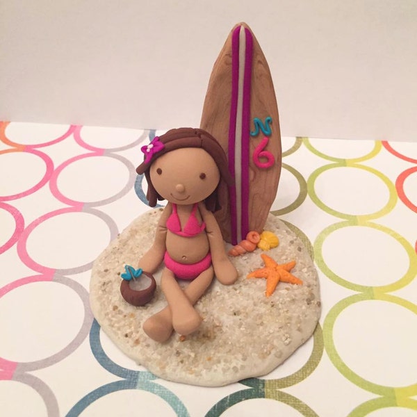 Custom Made - Clay Surfer Cake Topper