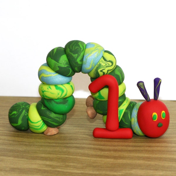 Clay Caterpillar Birthday Cake Topper