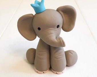 Custom Made Clay Elephant Birthday Cake Topper