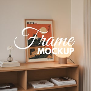 Vertical Modern Home Office Frame Mockup - Frame Wall Art Mockup PSD Living Room Wall Frame Mockup, Interior Wooden Frame Poster Shop Mockup