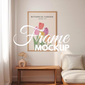 Living Room Vertical Frame Mockup - Frame Wall Art Mockup PSD, Interior Wooden Frame Mockup, Digital Poster Shop Mockup, Art Print Mockup