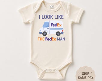 I Look Like The FedEx Man Baby Bodysuit, Funny Delivery Driver Toddler Outfit, Cute Logistics Worker Gift