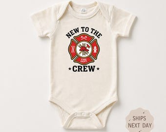 New To The Fire Dept Crew Baby Bodysuit, Firefighter Baby Announcement Gift, Probie Outfit