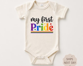 My First Pride Baby Bodysuit, LGBTQ Rainbow Infant Outfit, Pride Month Keepsake
