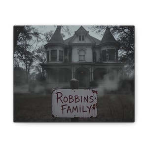 Personalized Haunted Mansion Canvas Print - Family Name Sign
