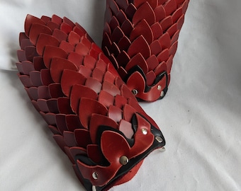 Dragon Scale Bracers fantasy leather armor cosplay larp sca garb monster fae gamer