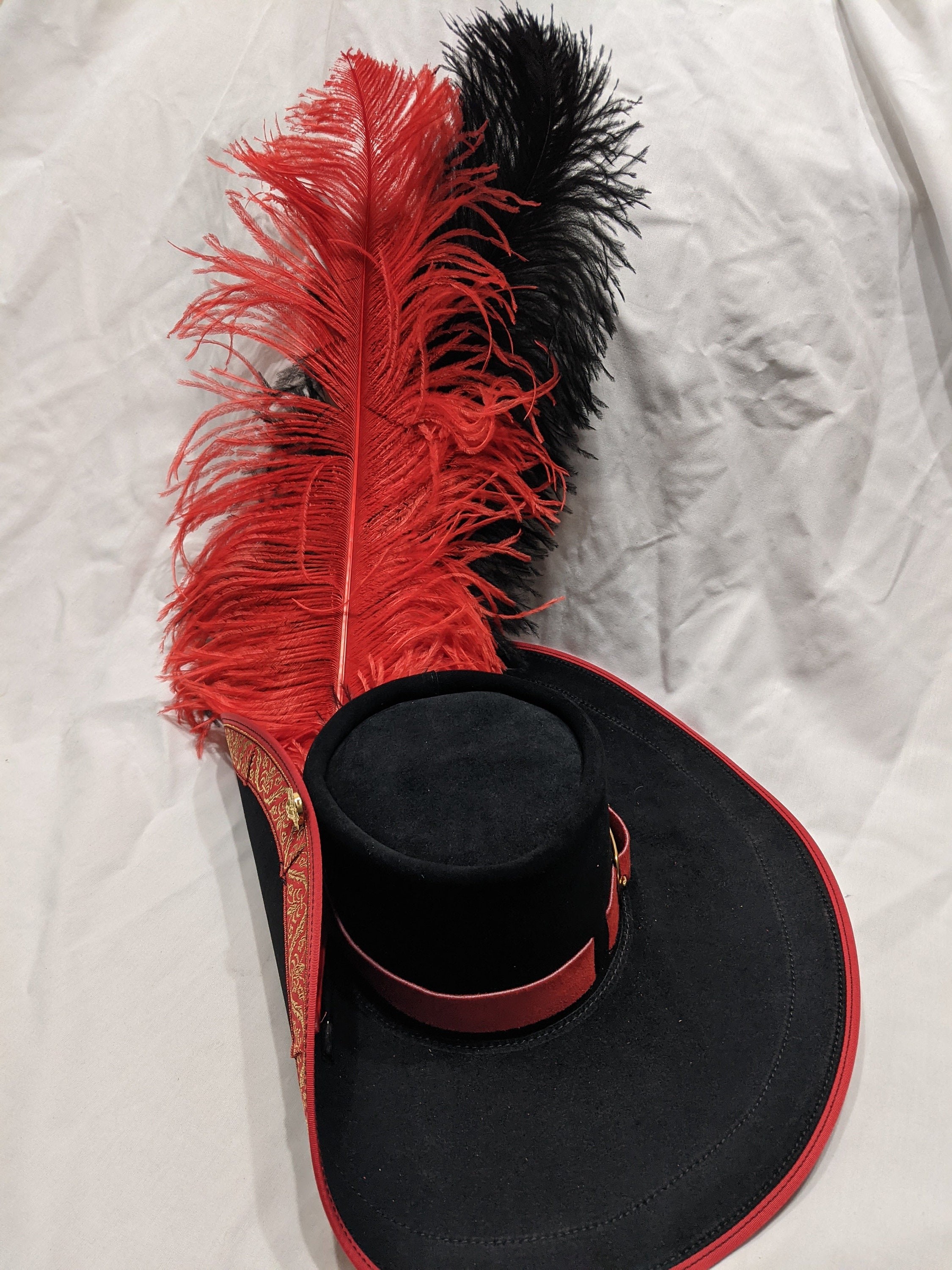 Fancy Wide Brim Leather Hat Red Black and Gold W/2 Large  display picture 1
