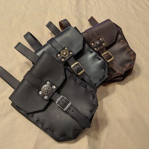 XL Pouch w/Leg Strap Leather Bag satchel SCA LARP Ren Faire Cosplay