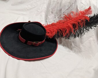 Fancy Wide Brim Leather Hat Red Black and Gold W/2 Large  display picture 1