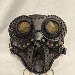 FITS over GLASSES Mad Engineer Leather and Mesh Face Mask diesel punk apocalyptic steampunk gamer cosplay LARP Armor