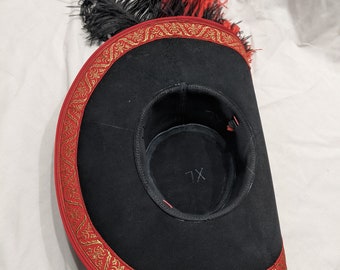 Fancy Wide Brim Leather Hat Red Black and Gold W/2 Large  display picture 1