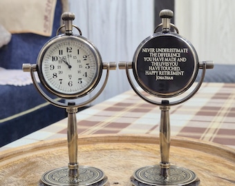 Personalized Engraved Antique Office Desk Clock, Retro Table Clock, Western Wedding gift, Gifts for Men and Women, Anniversary gift