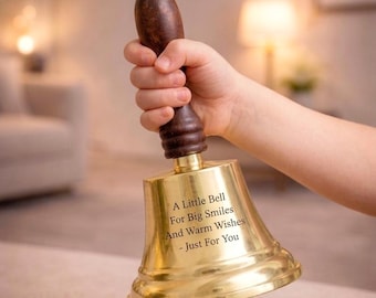 Custom Engraved Brass Call Bell, Personalized Desk Bell, Vintage Service Bell, Unique Gift for Office, Reception, Wedding Gift, Hotel,