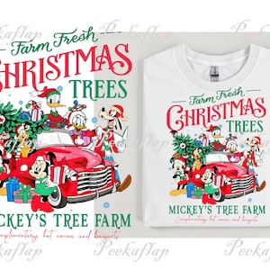 Mickey & Minnie&#39;s Tree Farm PNG: Christmas Graphic (Digital Download)