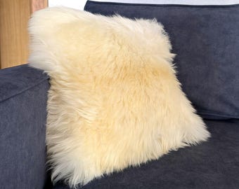 Beautiful Natural Sheepskin Pillow, one-sided hand-stitched pillow, home decor, handmade, two colors