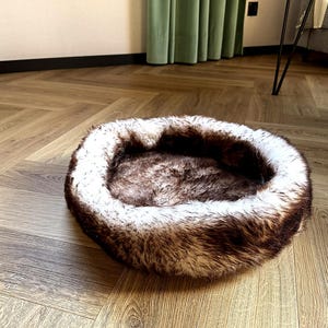 Cuccia per animali domestici in pelle di pecora naturale, cuccia per gatti fatta a mano, cuccia per cani, pelle di pecora Relugan conciata al vegetale, 3 colori. Muflon