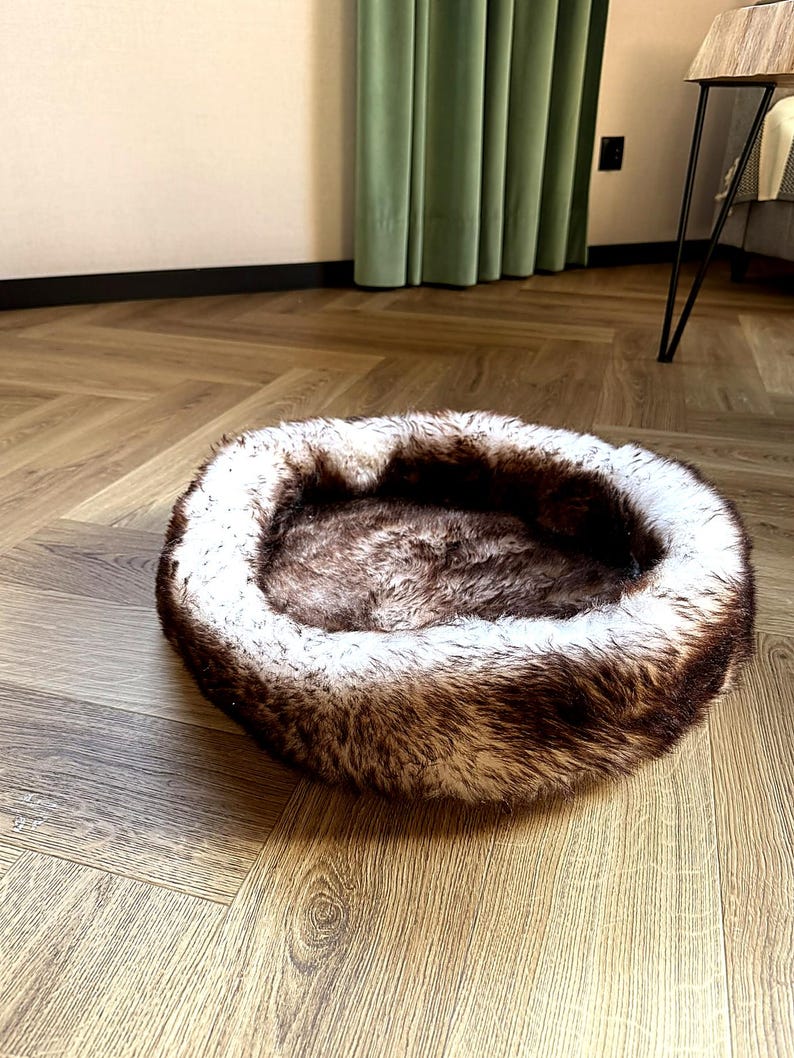 Cuccia per animali domestici in pelle di pecora naturale, cuccia per gatti fatta a mano, cuccia per cani, pelle di pecora Relugan conciata al vegetale, 3 colori. Muflon