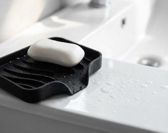 Silikon Seifenablage mit Auslauftülle - Selbstentleerende Schale für Küchen- und Badezimmer-Arbeitsplatten
